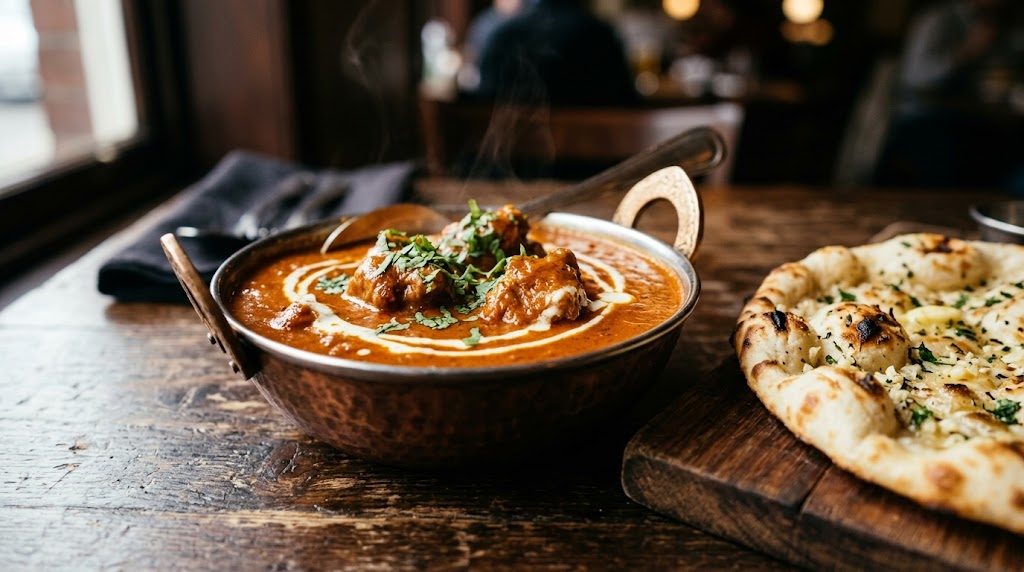Butter Lamb — slow-braised lamb in creamy tomato-butter sauce, served at Inder'n in Kastrup